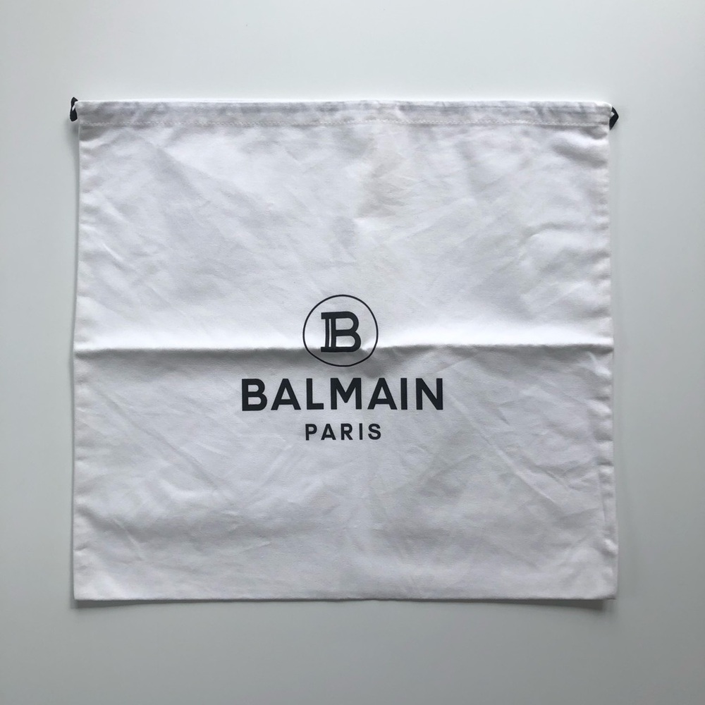 BALMAIN Paris Logo White Dust Bag Storage Cover Drawstring Pouch Bag NEW
